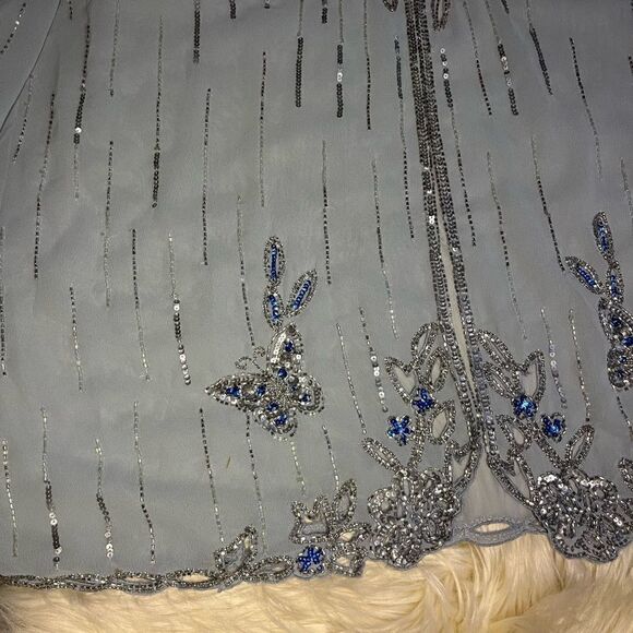 Midnight velvet powder blue sequin open blouse sz 3X - Picture 4 of 9